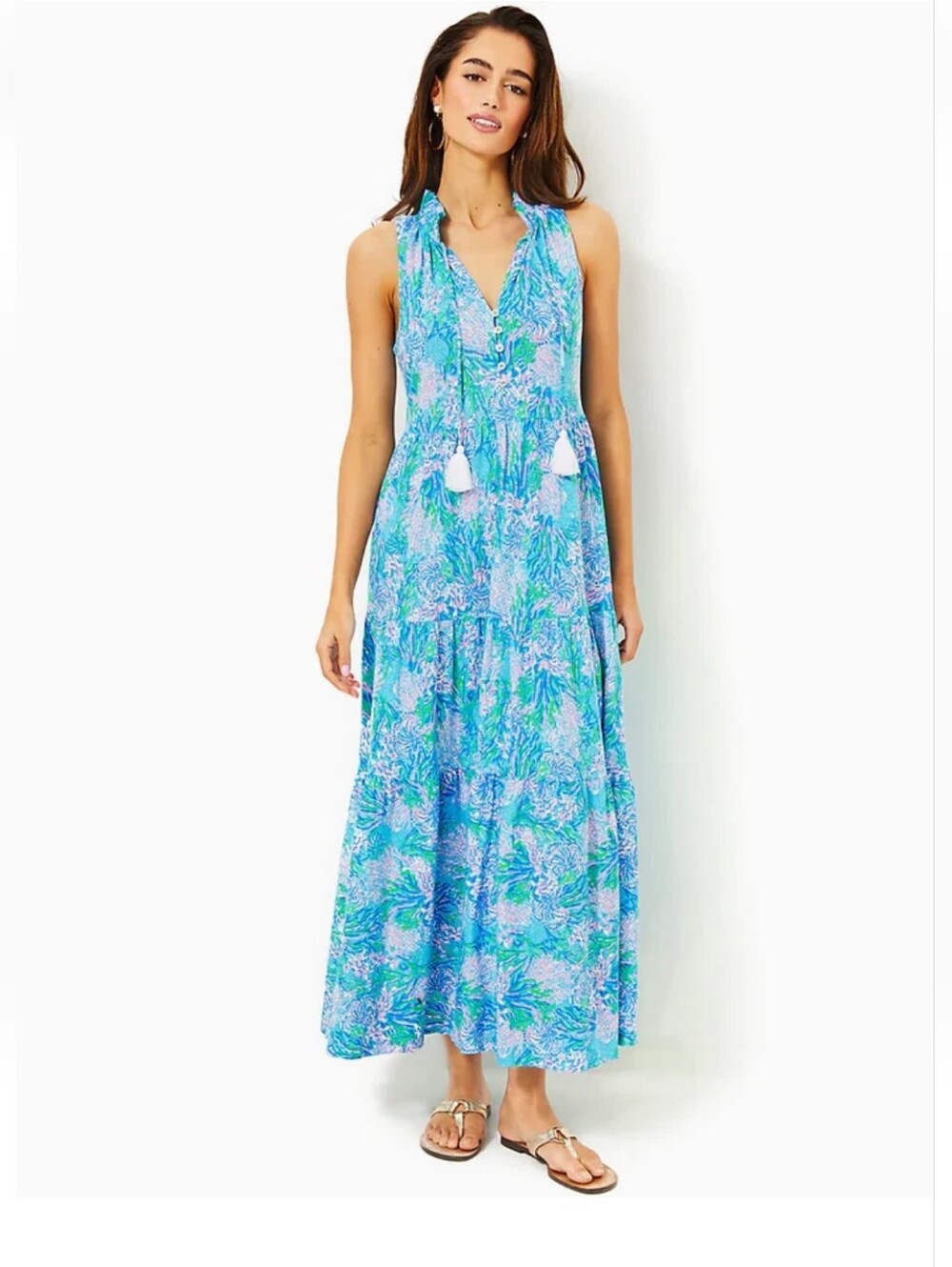 NWT LILLY PULITZER SIZE Small MALONE MAXI DRESS *STRONG CURRENT SEA*